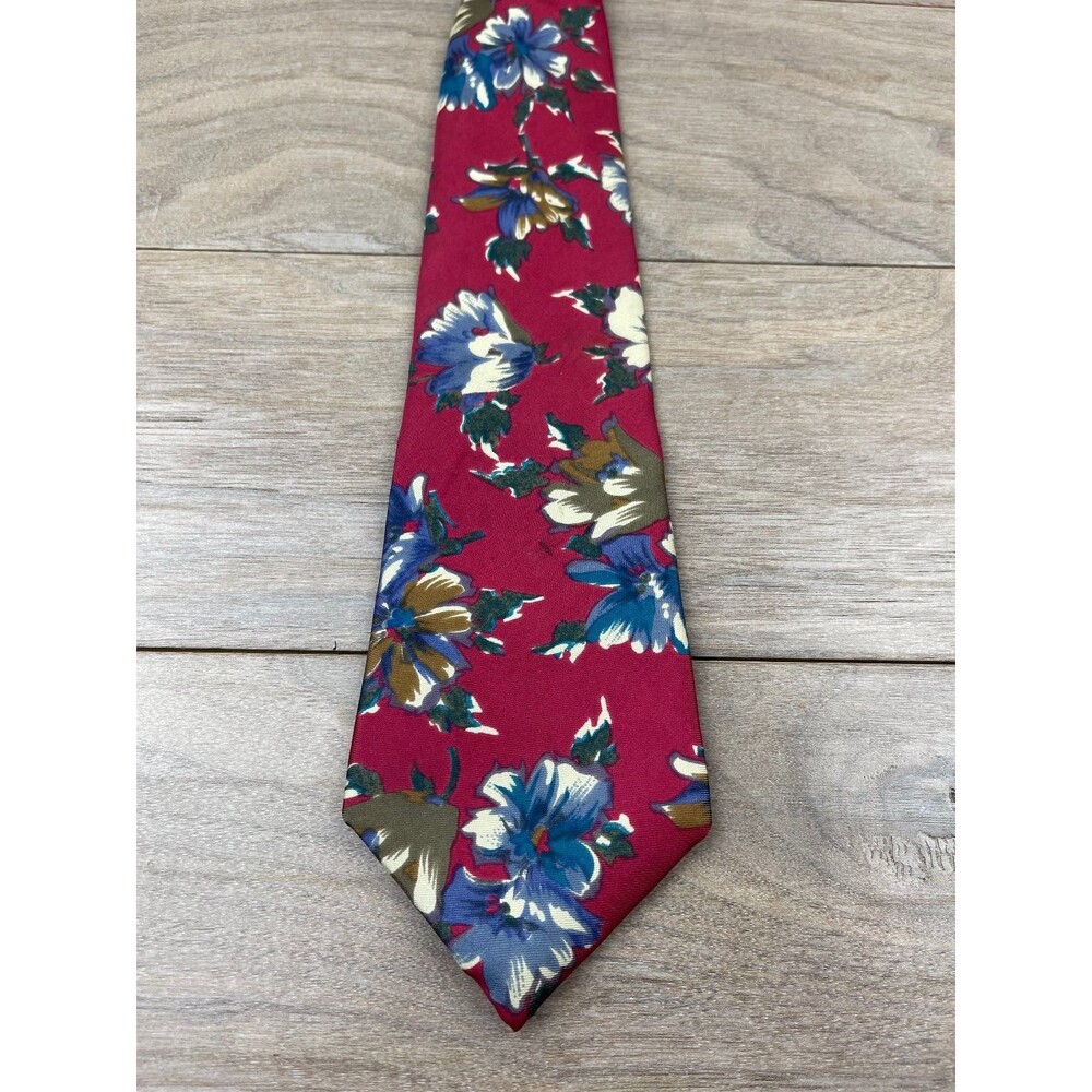 Geoffrey Beene Men's Tie Burgundy Floral 100% Silk Classic Style